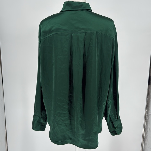 Mable button down satin blouse green size S - Picture 6 of 9